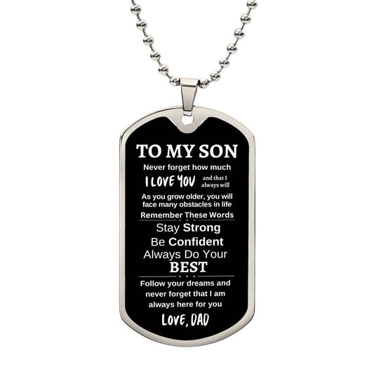 To My Son | Words of Wisdom | Dog Tag Necklace | Love, Dad