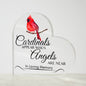 Angels Are Near | Heart Acrylic Plaque | Cardinals | Remembrance Gift